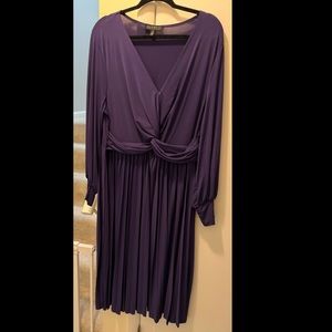 Eloquii Purple Midi Dress with pleated skirt